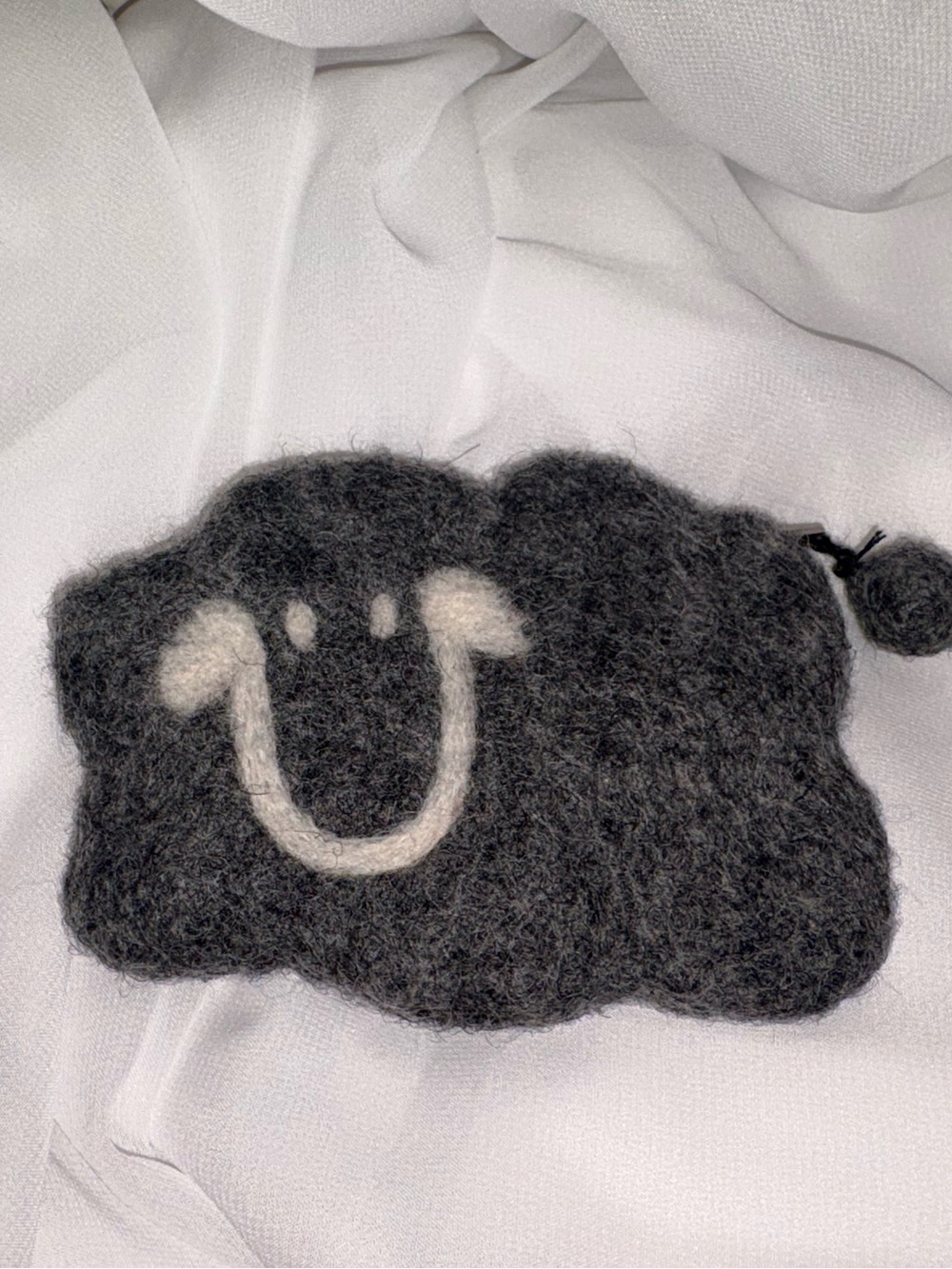Handcrafted Black Wool Sheep Coin Purse - Cute Felt Wallet